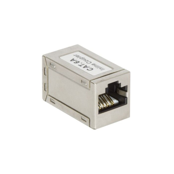 CAT.6A Ethernet coupling with metal housing and 2 x RJ45 socket