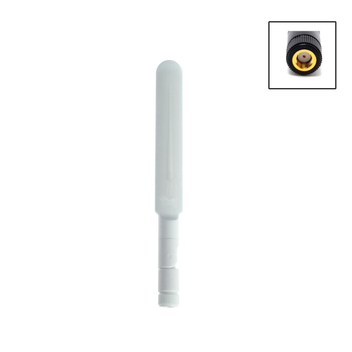 2.4GHz WLAN rod antenna, white, with RP-SMA connector and 4dBi power gain