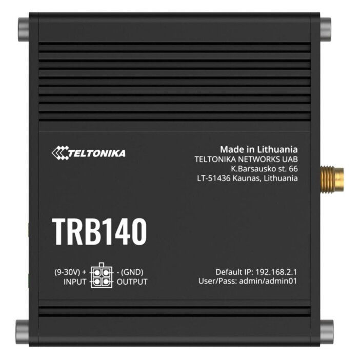 Teltonika TRB140 industrial IoT gateway with 4G Cat 4 connectivity.