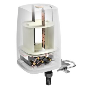 Halbtransparente Ansicht der Antenne mit Sicht auf alle relevanten Komponenten und Anschlüsse