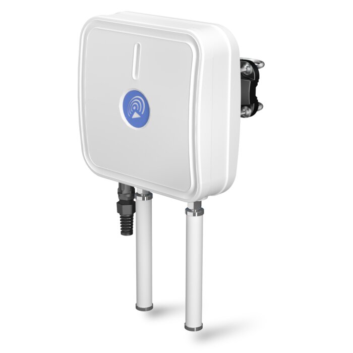 QuMax A955M All-in-One 4G Directional Antenna for Teltonika Routers in a white, weatherproof IP67 enclosure.