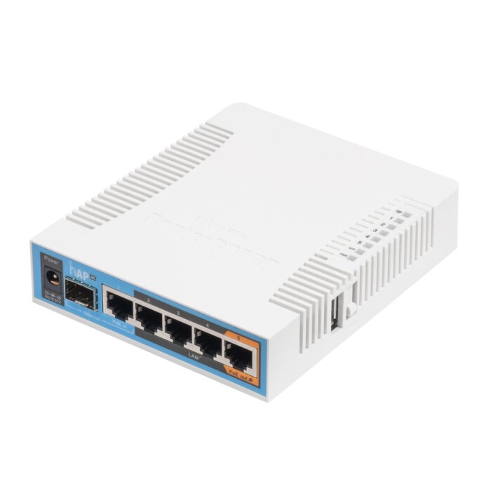 MikroTik hAP ac WLAN Router mit 5 Gigabit Ethernet Ports und SFP-Anschluss, ideal für dein Heim- oder Büronetzwerk.