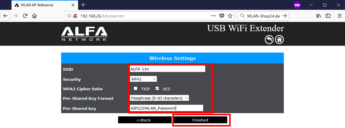 AIP-W525HU Konfiguration Schritt 5