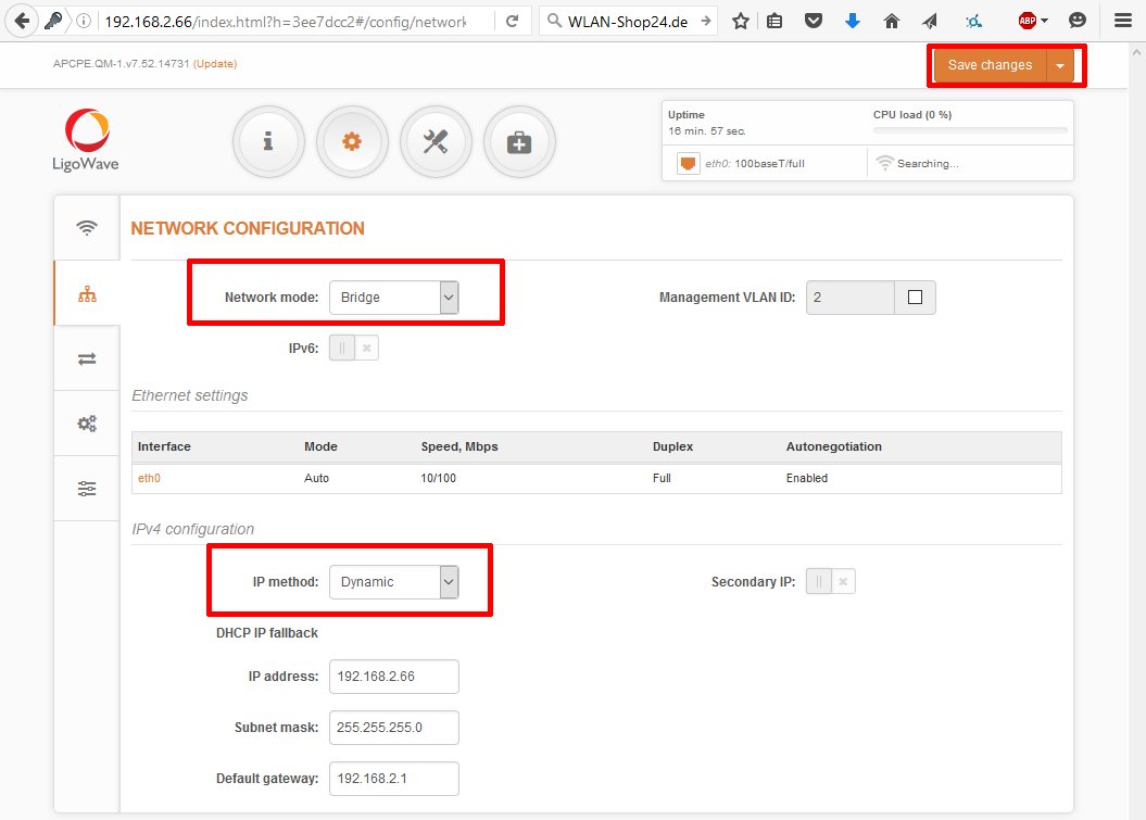 Setting up the LigoWave WiFi Bridge - Step 9