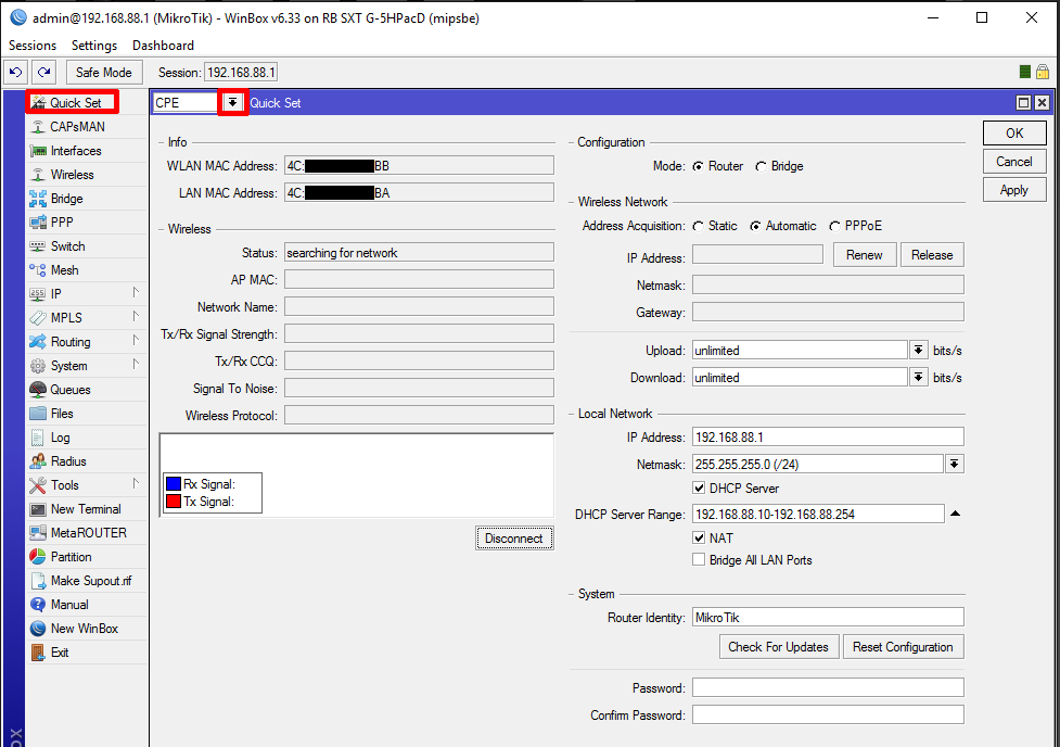 Mikrotik WLAN Bridge Konfiguration - Schritt 3