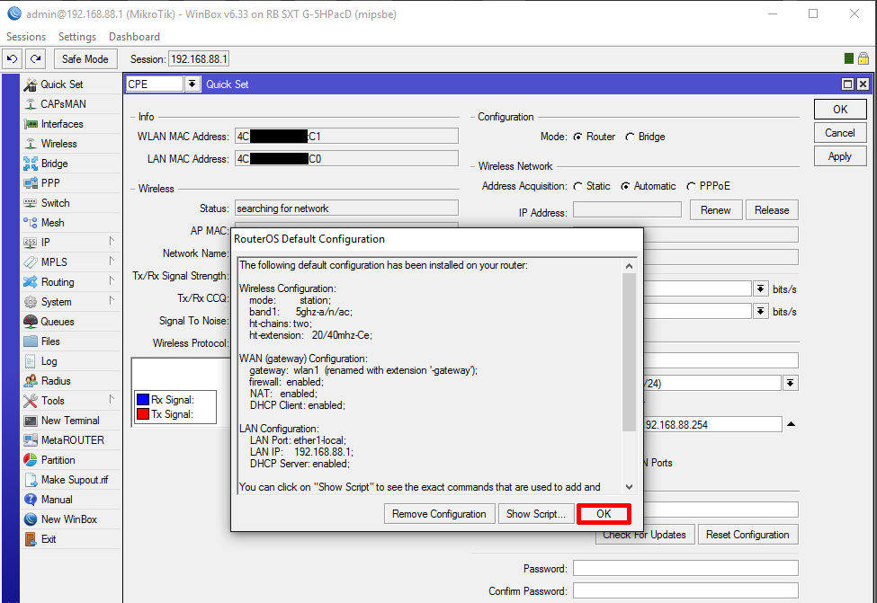 Mikrotik WLAN Bridge Konfiguration - Schritt 6