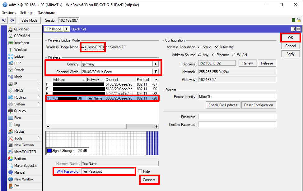 Mikrotik WLAN Bridge Konfiguration - Schritt 9