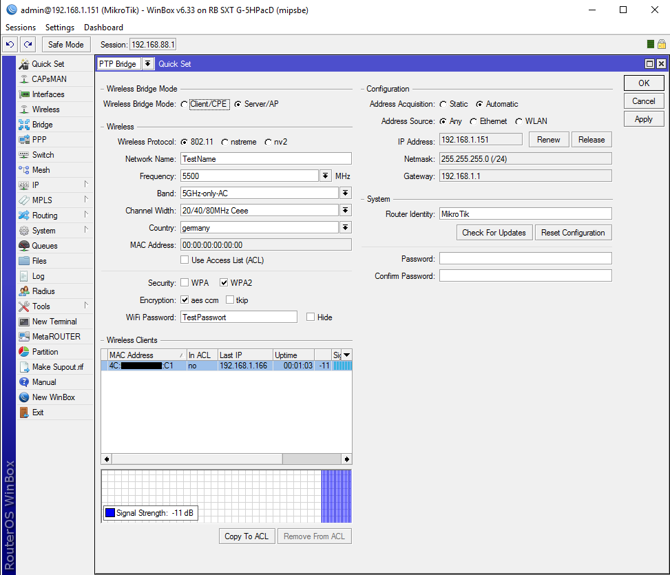 Mikrotik WLAN Bridge Konfiguration - Schritt 13