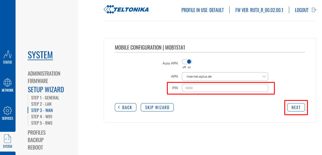 Anleitung zur Konfiguration eines RUTX11 - Schritt 5