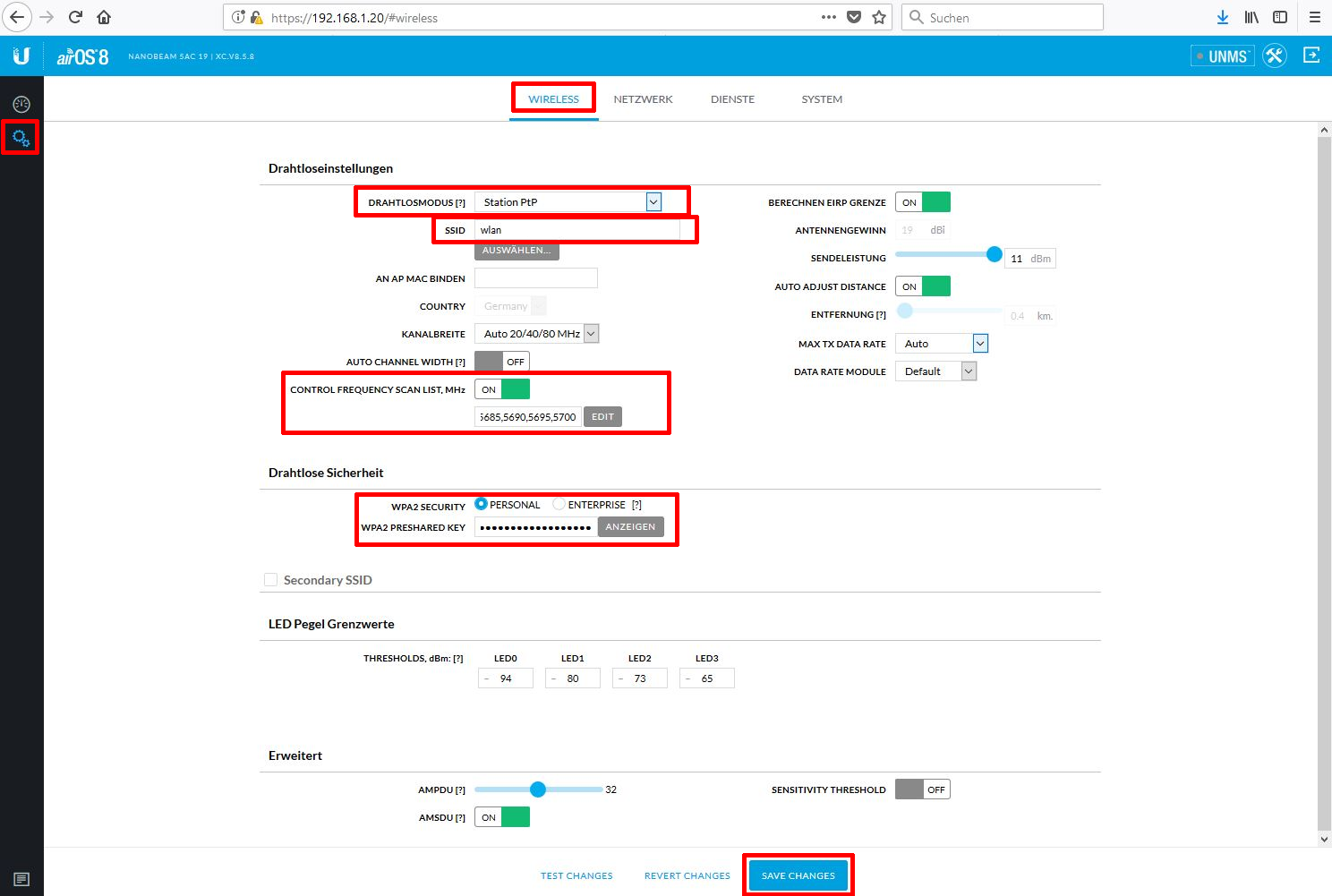 Konfigurationhilfe UBNT ac Geraete - Schritt 13