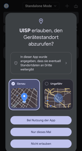 Standort und Bluetooth erlauben