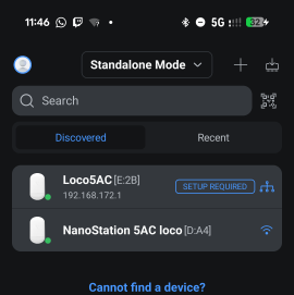 Setup Required bei zweiter Nanostation anklicken
