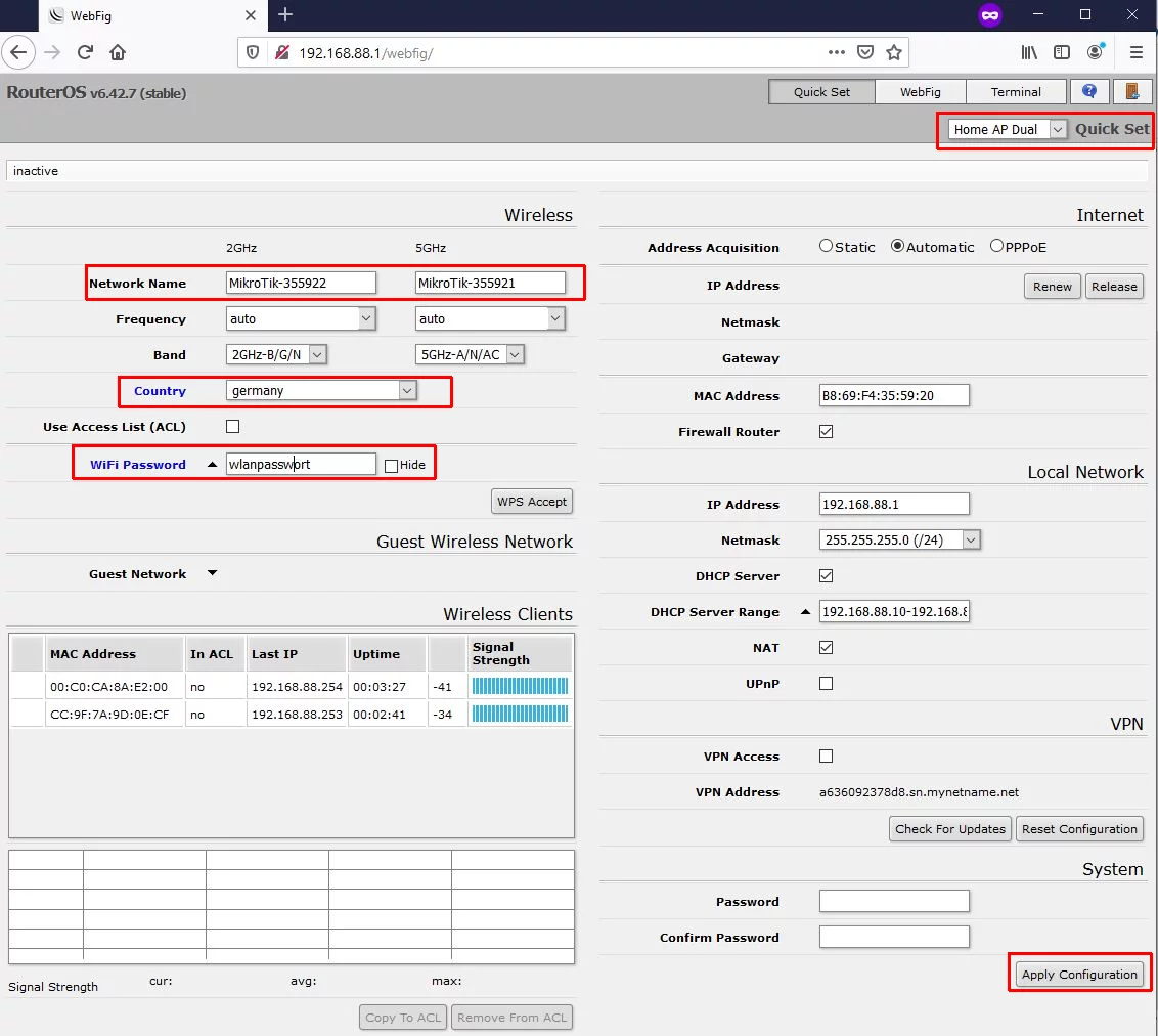Configuration wAP ac - Step 2